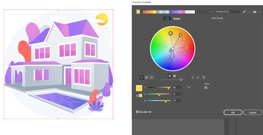 playing with colors in color wheel