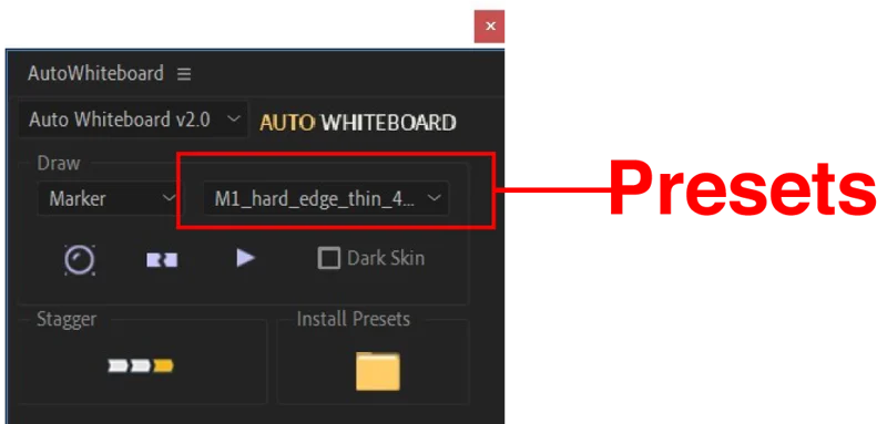 select presets from auto whiteboard menu