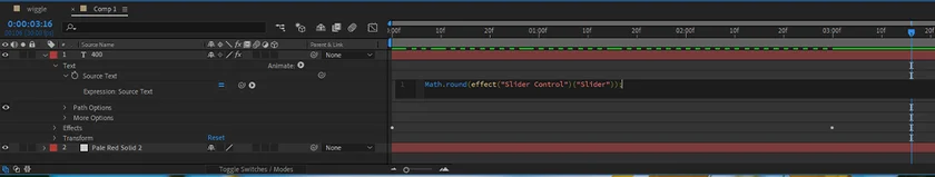 text value expression after effects