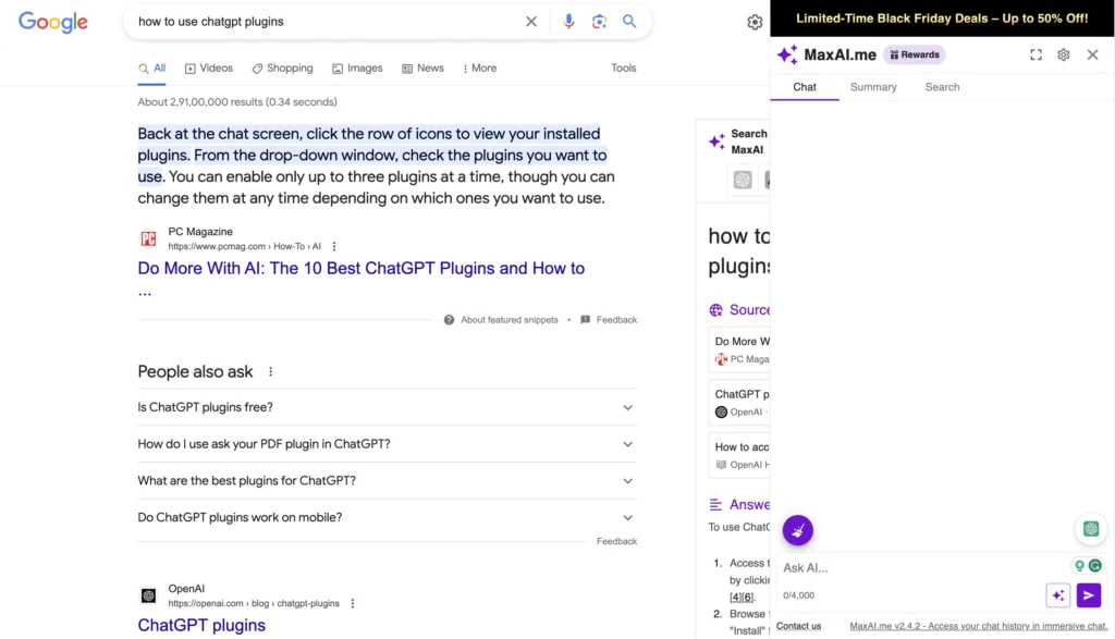 ChatGPT Chrome Extension and Beyond: 21 Essential Extensions for Every User 12 using maxai me