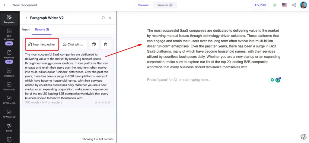 writesonic paraphrased content