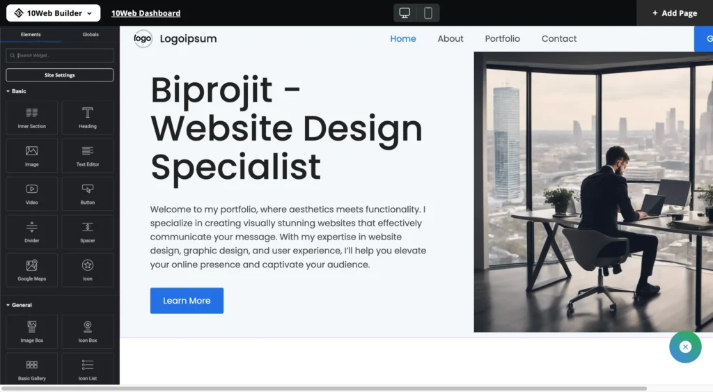 10Web created a website