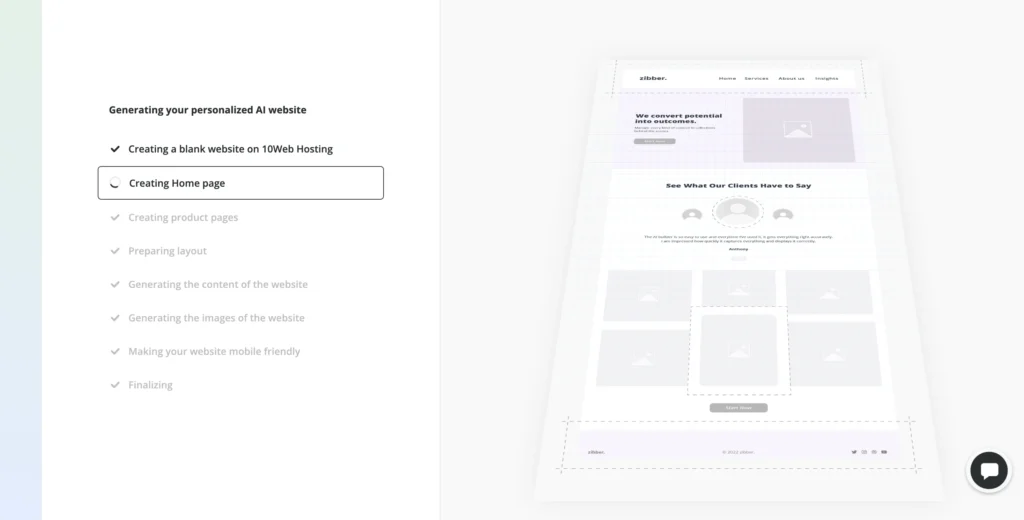 10web generating website