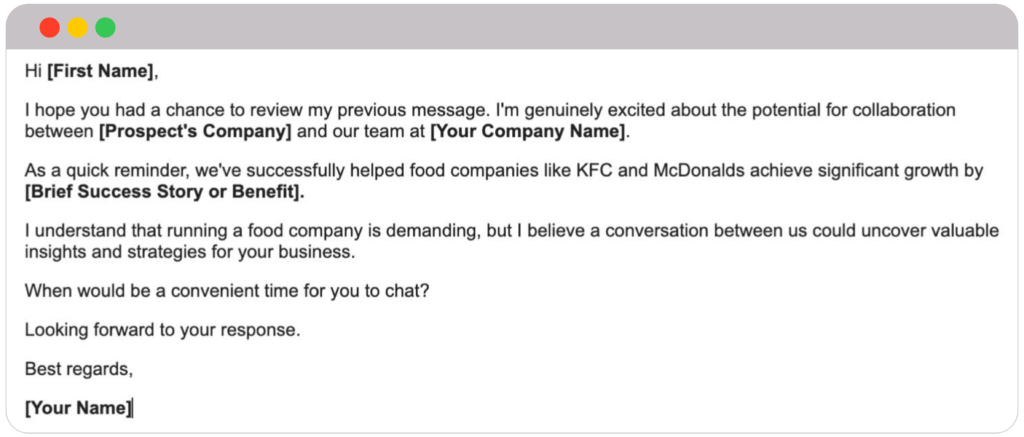 The Art of Cold Email Follow-Up: Strategies for Success 2 1ST FOLLOW UP EMAIL