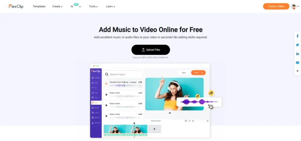 Honest FlexClip Review: In-depth Guide for your Decision-Making 59 Add music to video tool