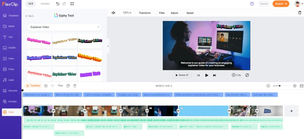 Honest FlexClip Review: In-depth Guide for your Decision-Making 28 Add the text in search bar