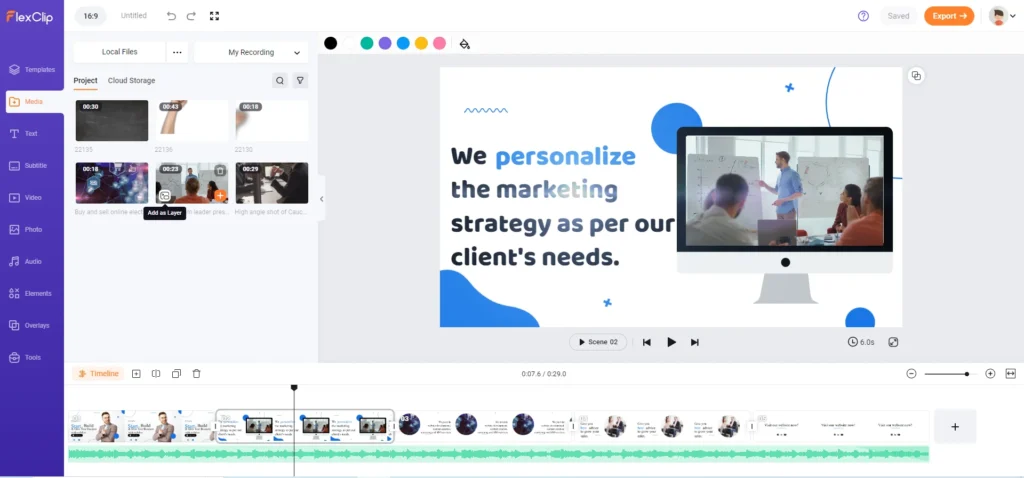 Honest FlexClip Review: In-depth Guide for your Decision-Making 7 Add video or image as a layer
