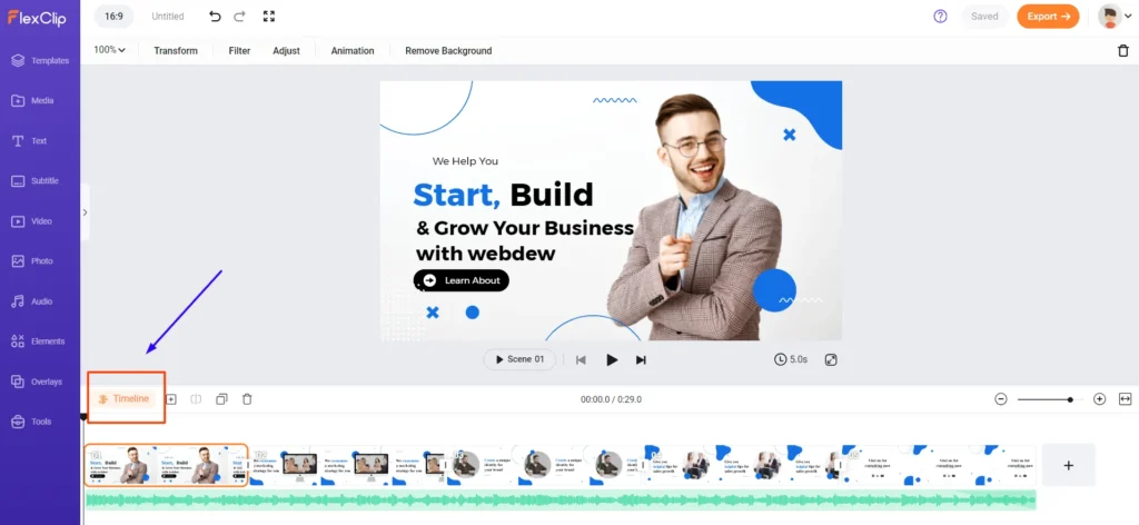 Honest FlexClip Review: In-depth Guide for your Decision-Making 13 Adjusting timeline