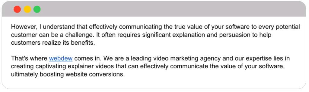 Body content of email