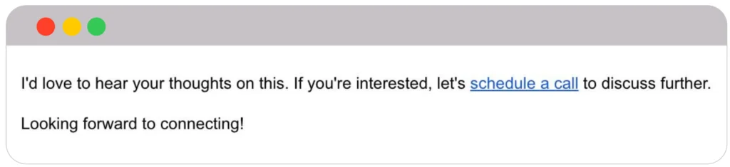 Call to ction in the email