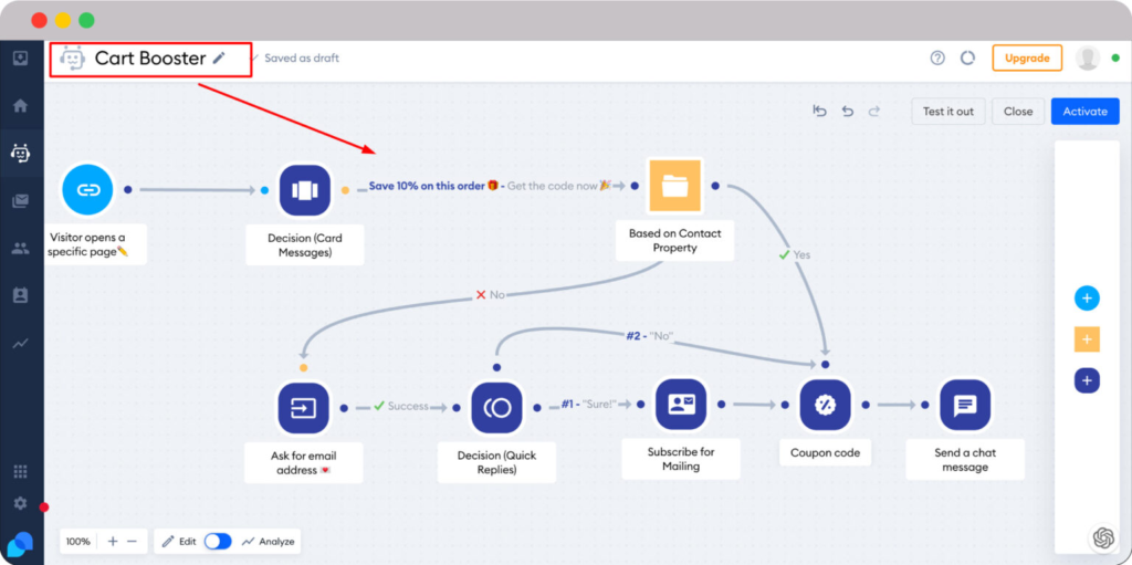 Cartbooster drag and drop chatbot builder 1536x766 1