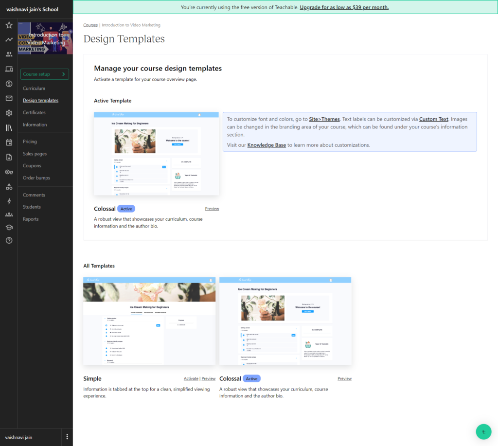 Change design templates