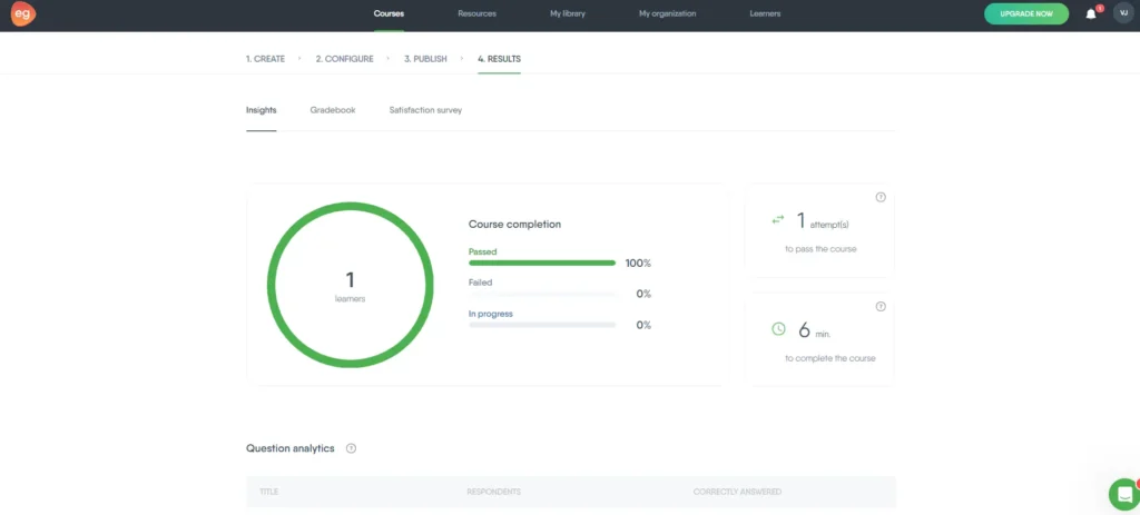 Check results of the course