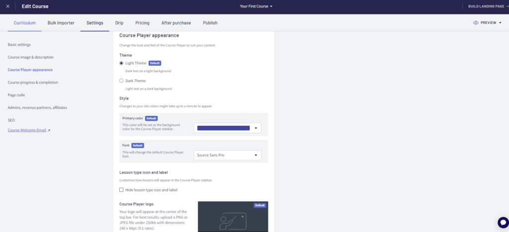 Courese player appearance
