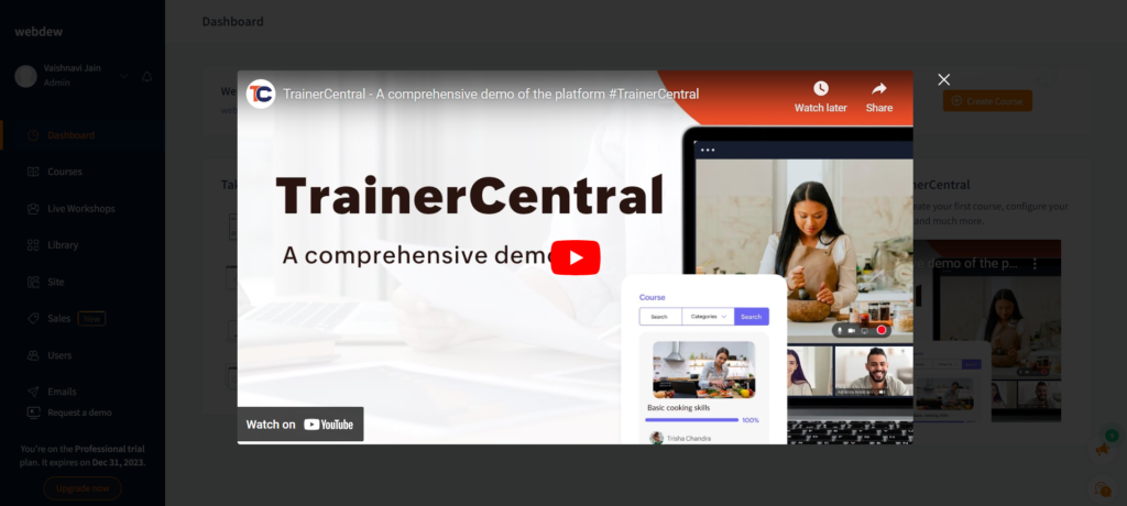 Demo video ofTrainerCentral