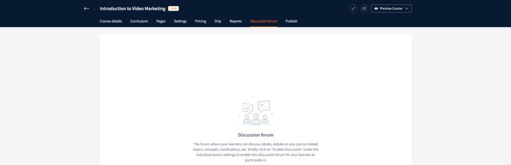 Discussion forum in the course