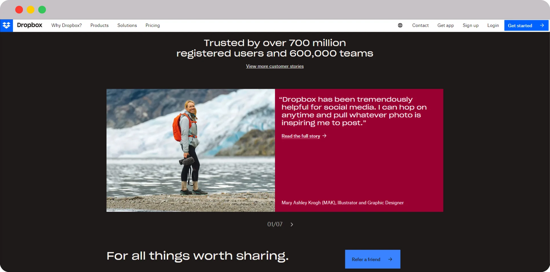 Design a winning SaaS Marketing Playbook: Step-by-Step Approach 16 Dropbox customer testimonial website 1