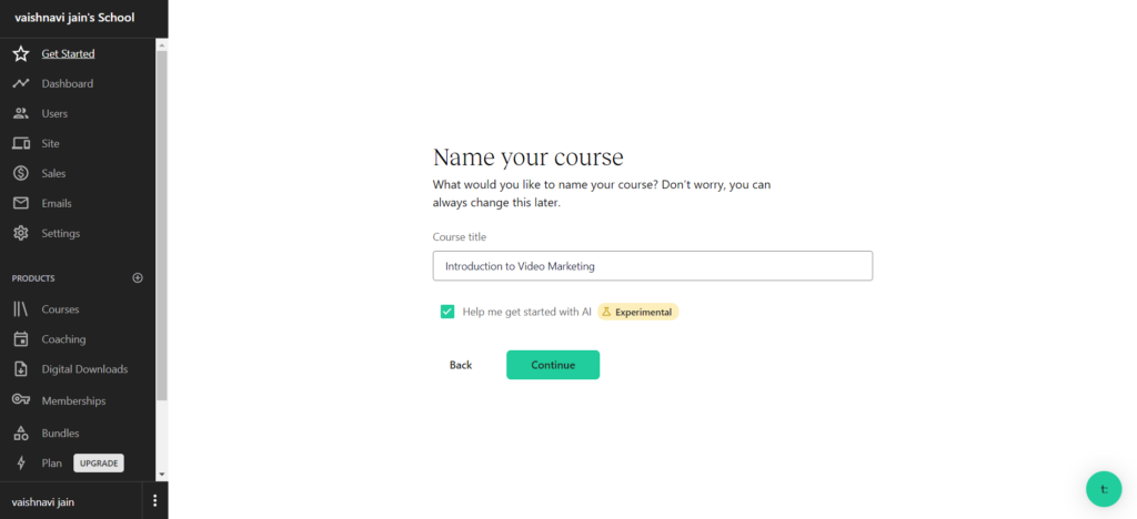 Enter Name of the course
