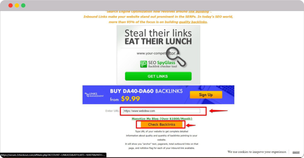 Dominate Search Engine with Backlink Checker: Our 20 Free & Paid Picks 8 Enter the domain name 1536x799 1