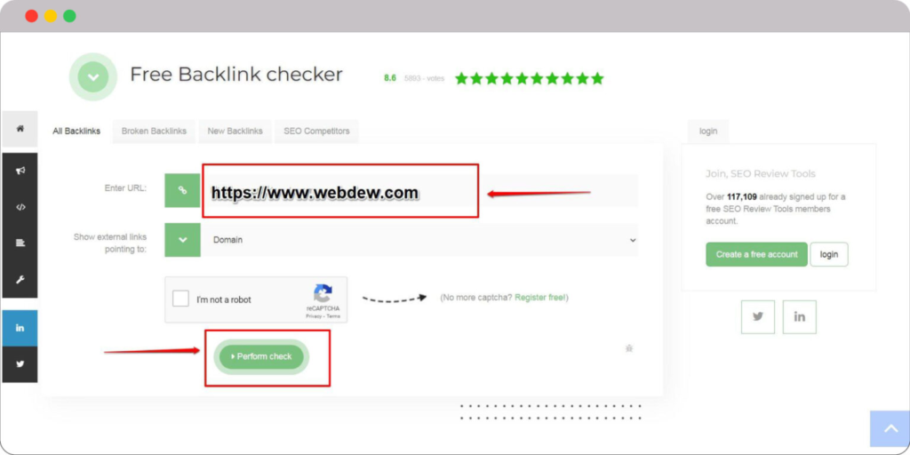 Dominate Search Engine with Backlink Checker: Our 20 Free & Paid Picks 21 Enter the domain name and click on Perform Check 1536x768 1