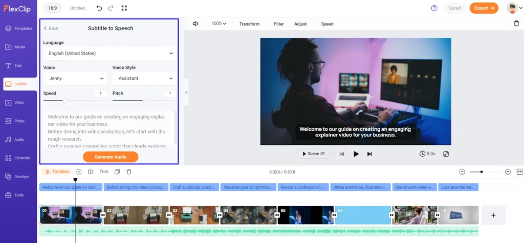 Master Video Editing in Minutes: Showcase of 19 AI Video Editing Tools 30 Features of subtitle to speech option