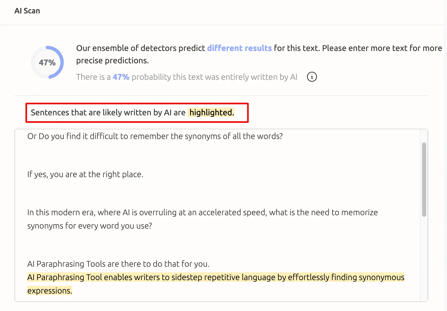 GPTZero detected mixed content