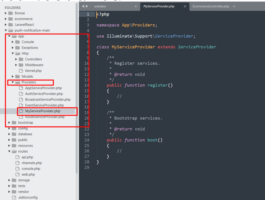 How to create service providers in laravel 2
