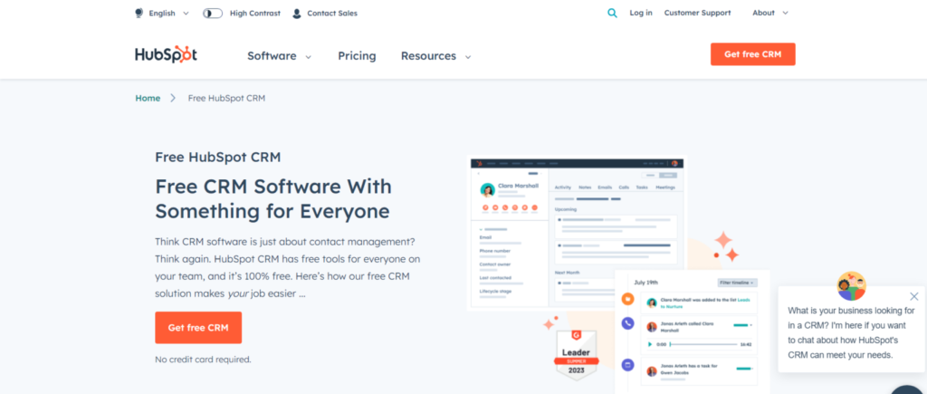 Top 5 CRM for Software Companies and the Advantages of using them 3 HubSpot 1 1536x652 1