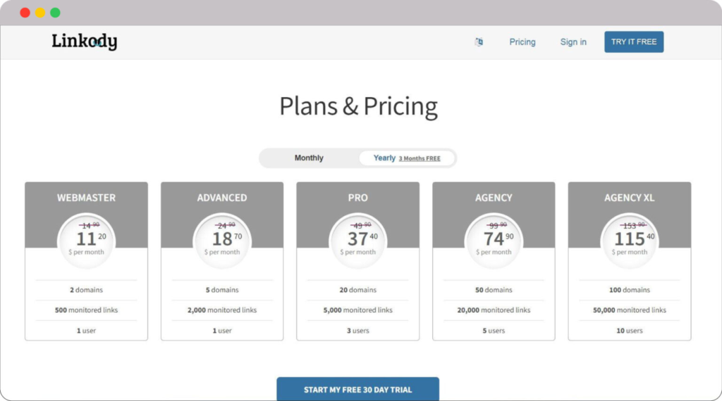 Dominate Search Engine with Backlink Checker: Our 20 Free & Paid Picks 50 Linkody Pricing Plans 1536x855 1