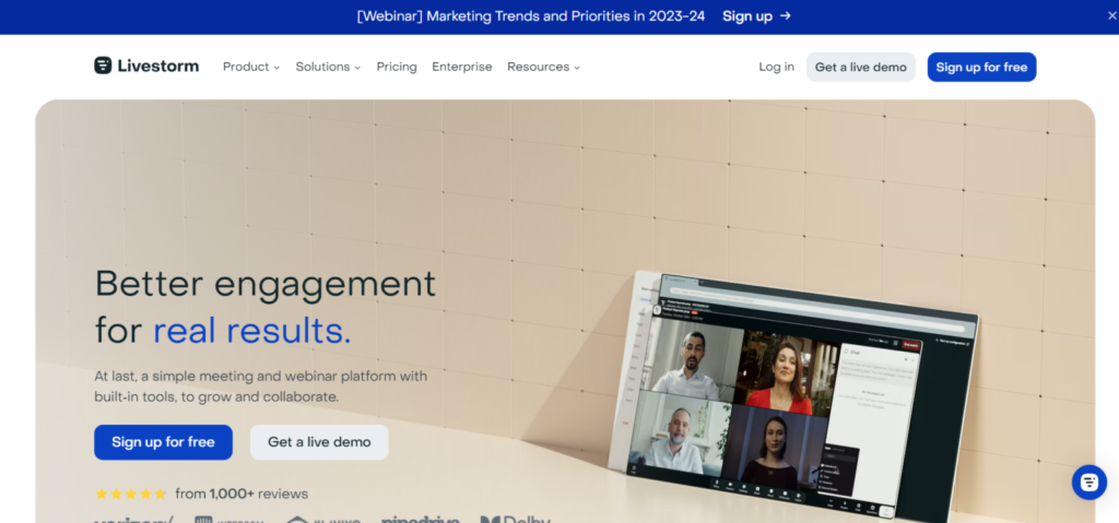 13 Best SaaS Marketing Tools for enhancing your Marketing Efforts 12 Livestorm SaaS Marketing Tool 1536x719 1