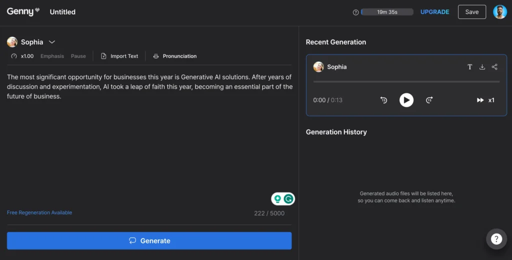 Lovo generating results