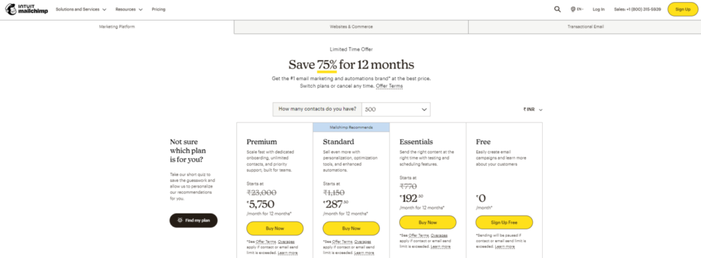Mailchimp pricing plans 1536x566 1