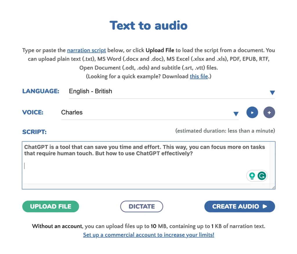 Narakeet generating responses