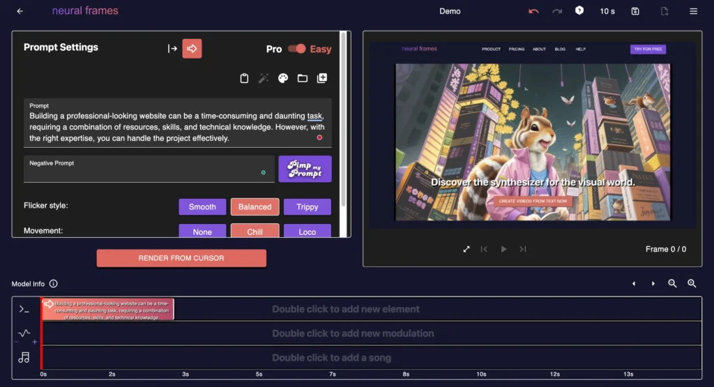 Neural frames generating results
