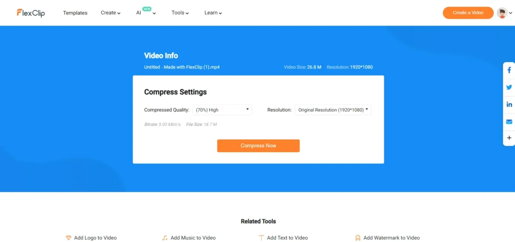 Honest FlexClip Review: In-depth Guide for your Decision-Making 52 Options to compress video