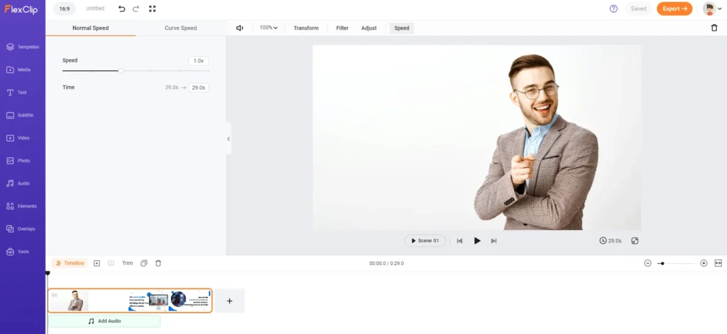 Honest FlexClip Review: In-depth Guide for your Decision-Making 56 Options to do curve speed
