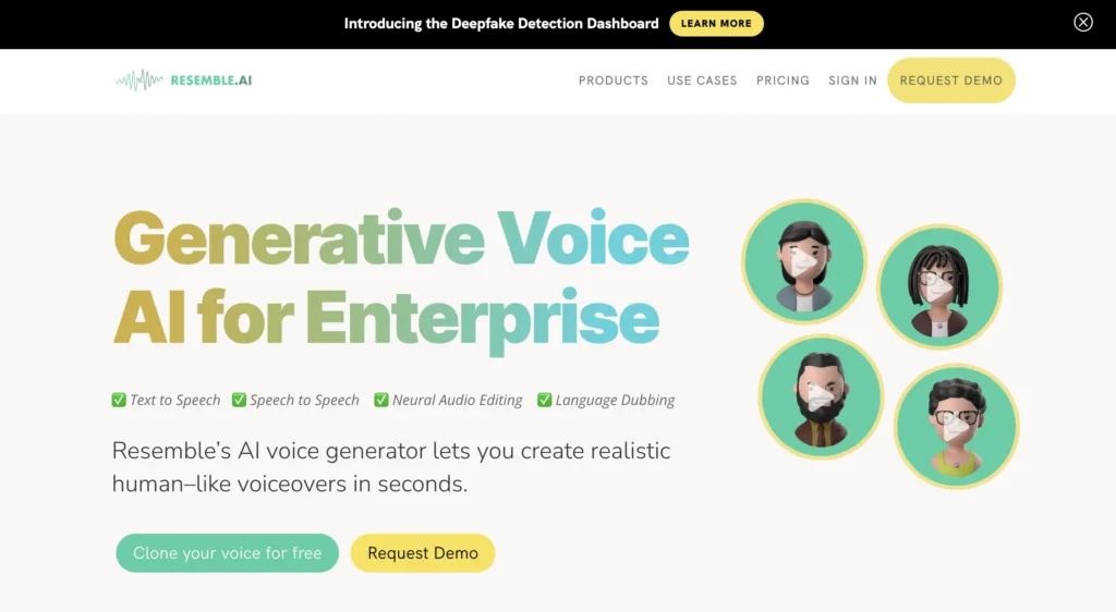 Resemble AI dashbaord