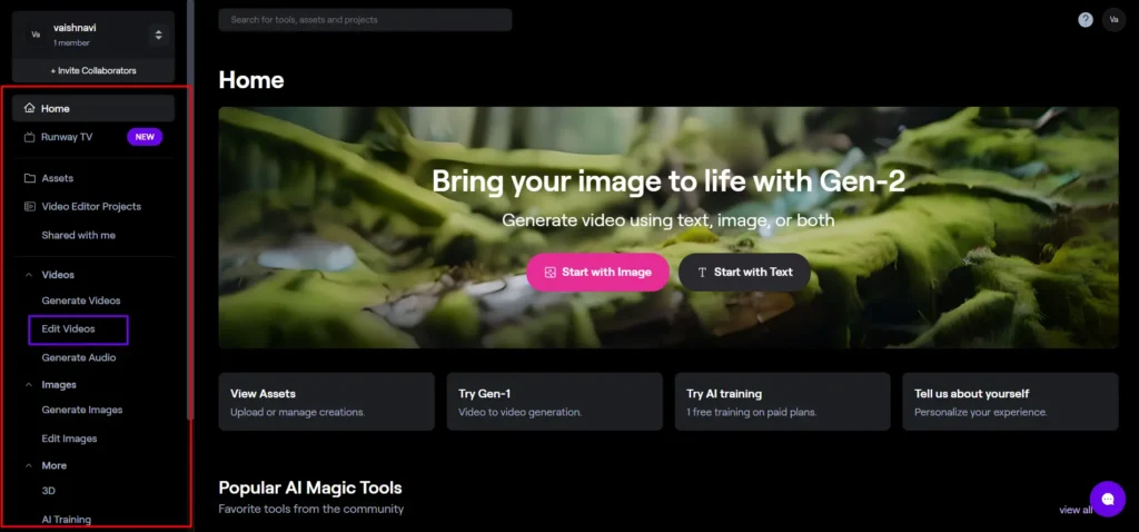 Master Video Editing in Minutes: Showcase of 19 AI Video Editing Tools 15 Runway video editing dashboard