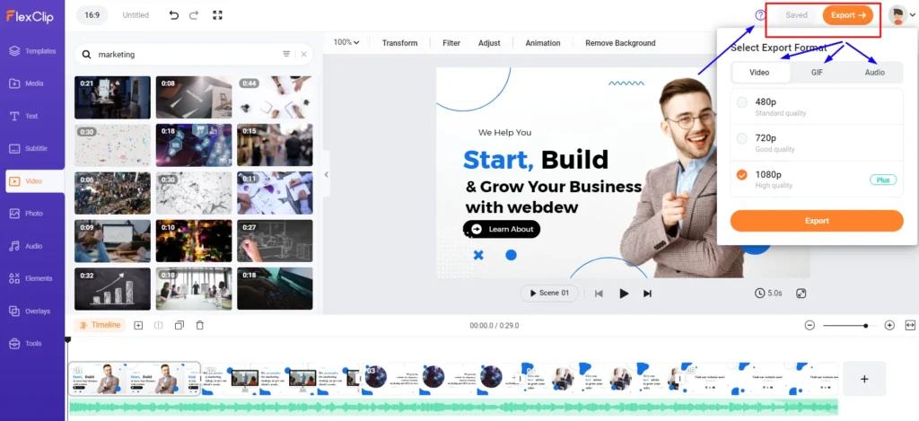 Honest FlexClip Review: In-depth Guide for your Decision-Making 15 Save and export the final video