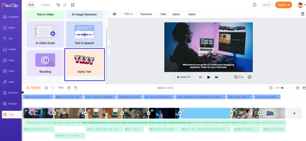 Honest FlexClip Review: In-depth Guide for your Decision-Making 27 Select the option Giphy Text