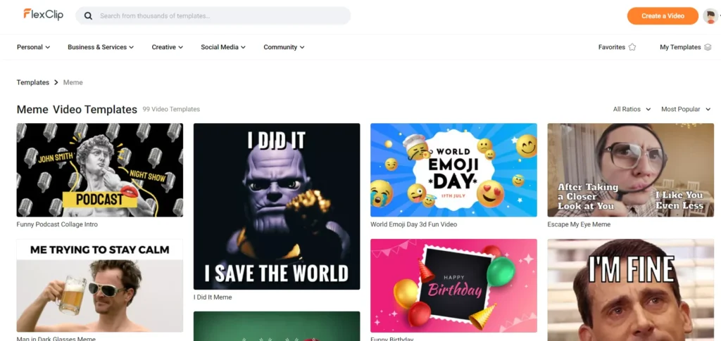 Honest FlexClip Review: In-depth Guide for your Decision-Making 36 Select the template for meme