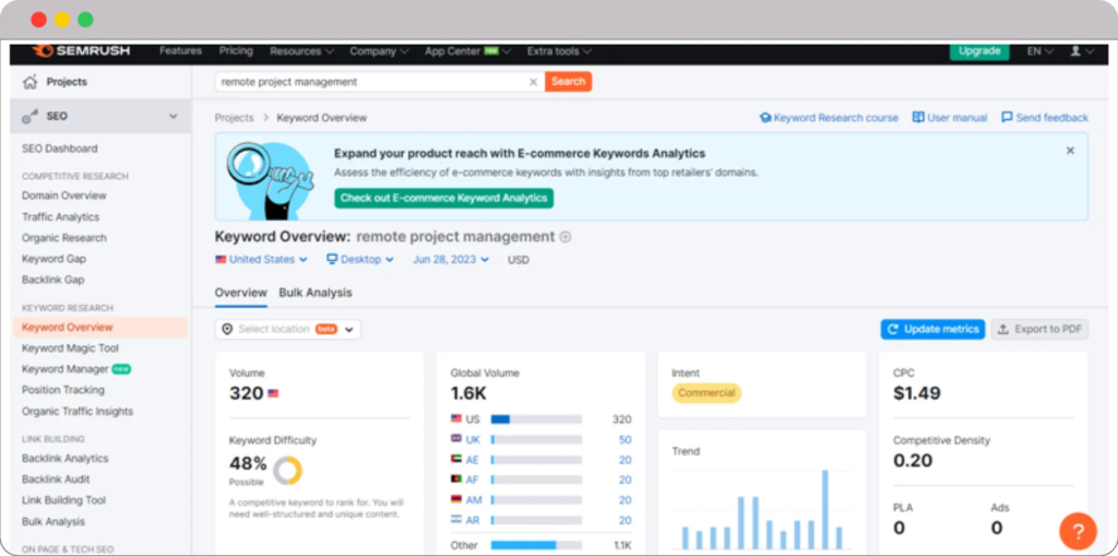 SaaS Content Marketing 101: Building a strong Foundation for Success 3 Semrush Keyword Research 1536x763 1