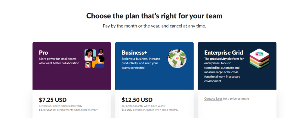 Slack pricing plan