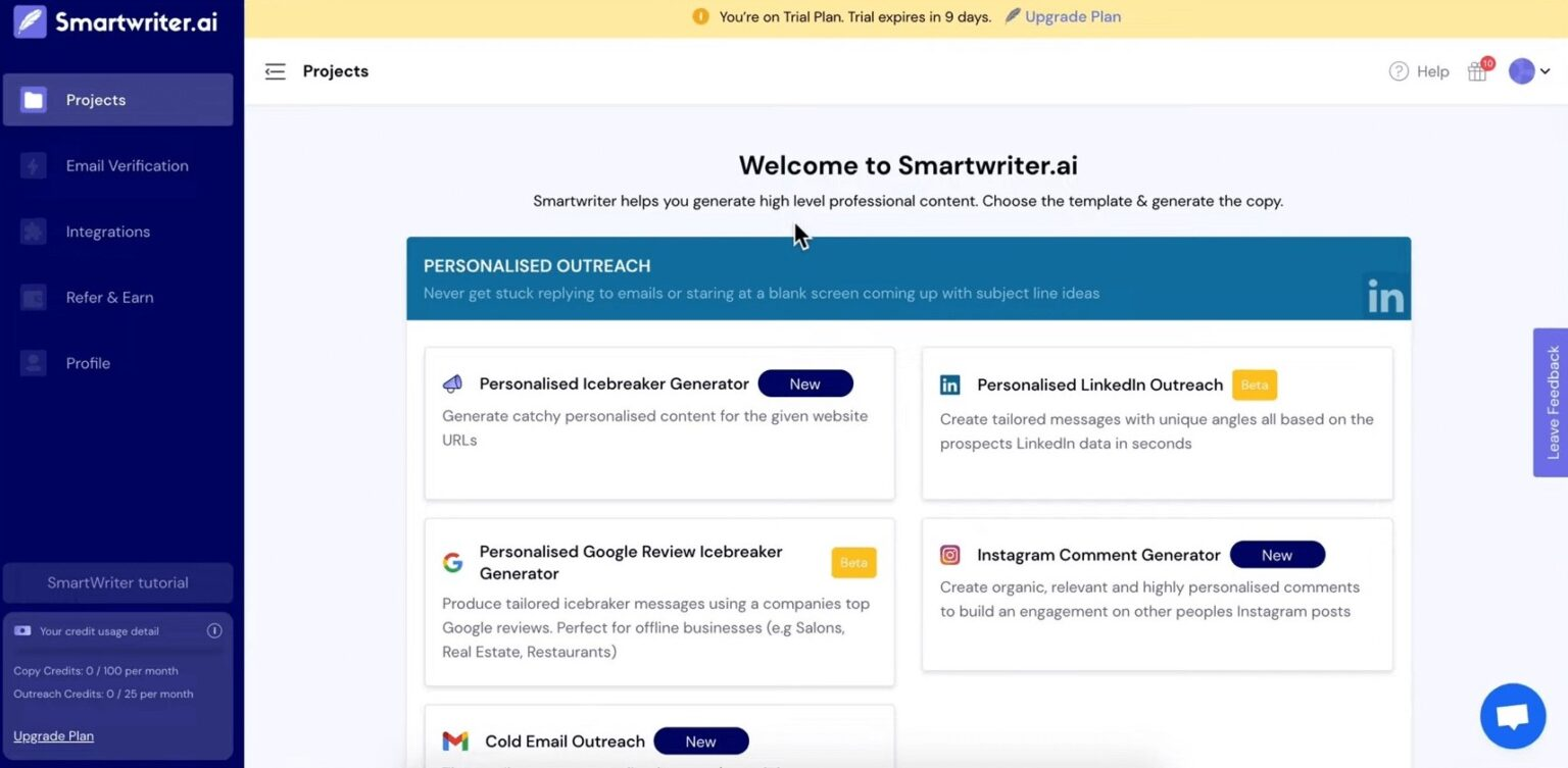 11 Best AI Email Writing Tools: A Gateway to More Impactful Emails 6 SmartWriter dashboard 1 1536x753 1