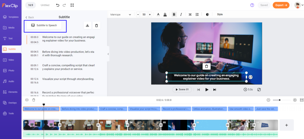 Master Video Editing in Minutes: Showcase of 19 AI Video Editing Tools 29 Subtitle to speech option