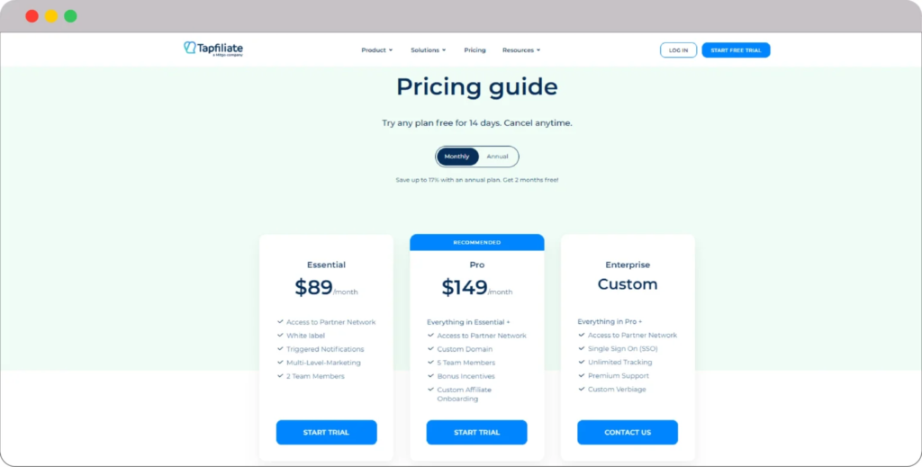 Tapfiliate SaaS Affiliate Marketing Platformpricing 1536x779 1