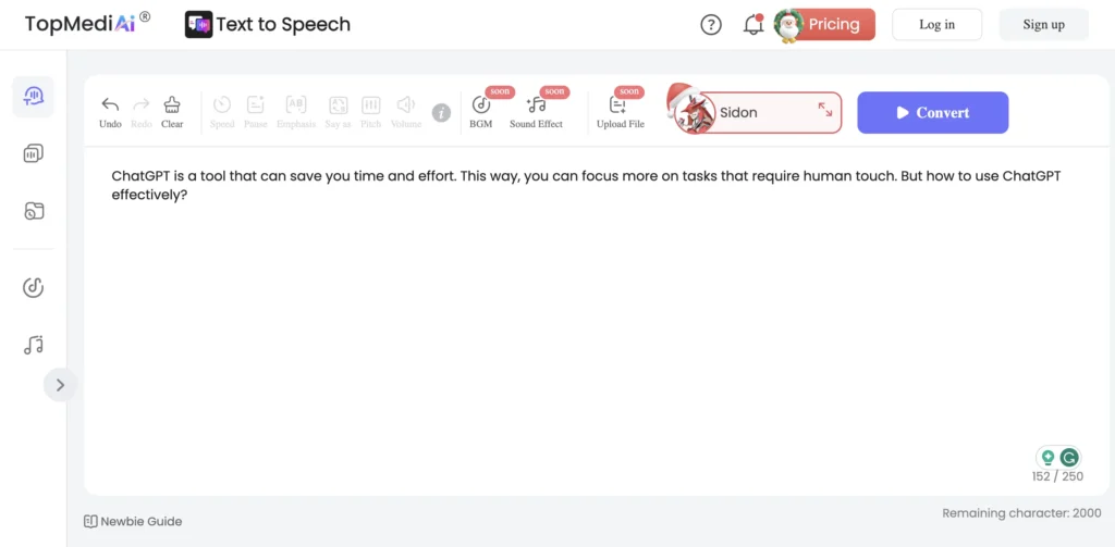 Topmediai generating response