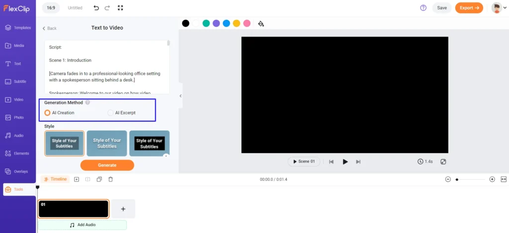 Master Video Editing in Minutes: Showcase of 19 AI Video Editing Tools 26 Two options to generate video 1