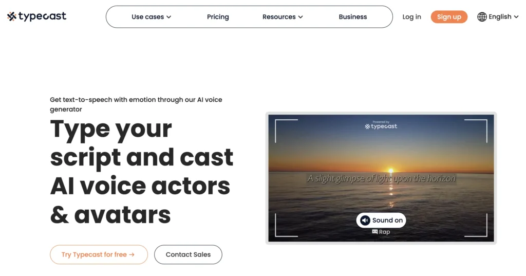 Typecast AI dashboard