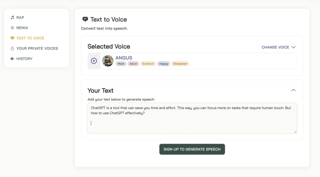 Uberduck text to voice